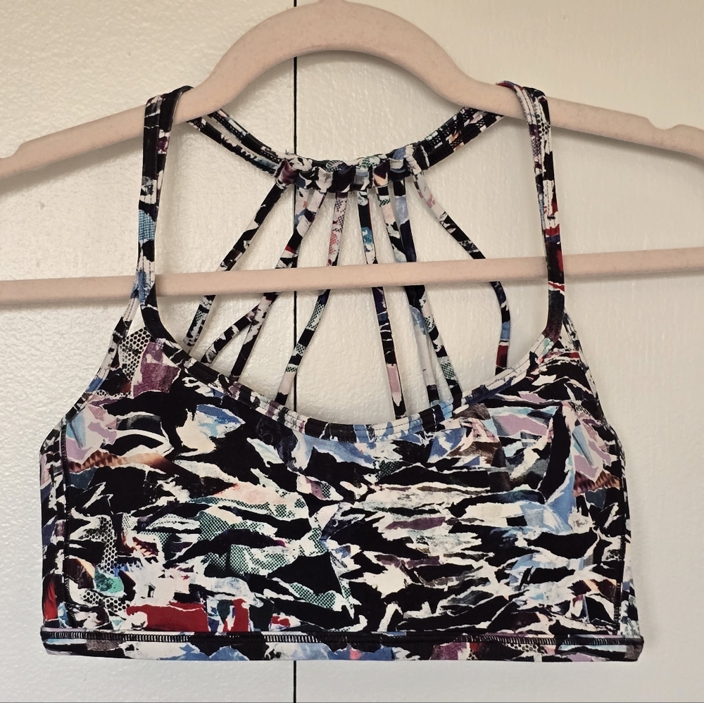 Lululemon Lighten Up Strappy Sports Bra Multi Color Abstract 8